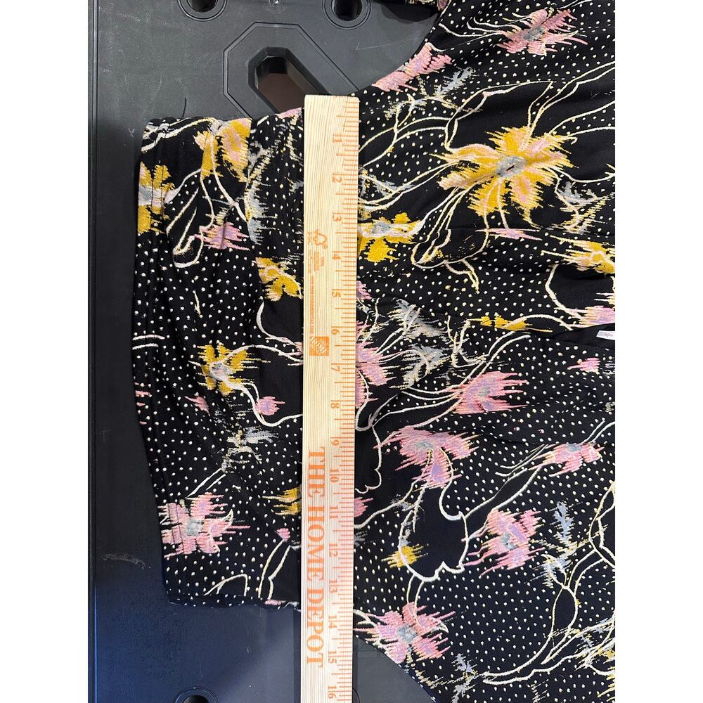 Free People Last Time Draped Bell Sleeve Top Small Black Floral Boho - Picture 11 of 12